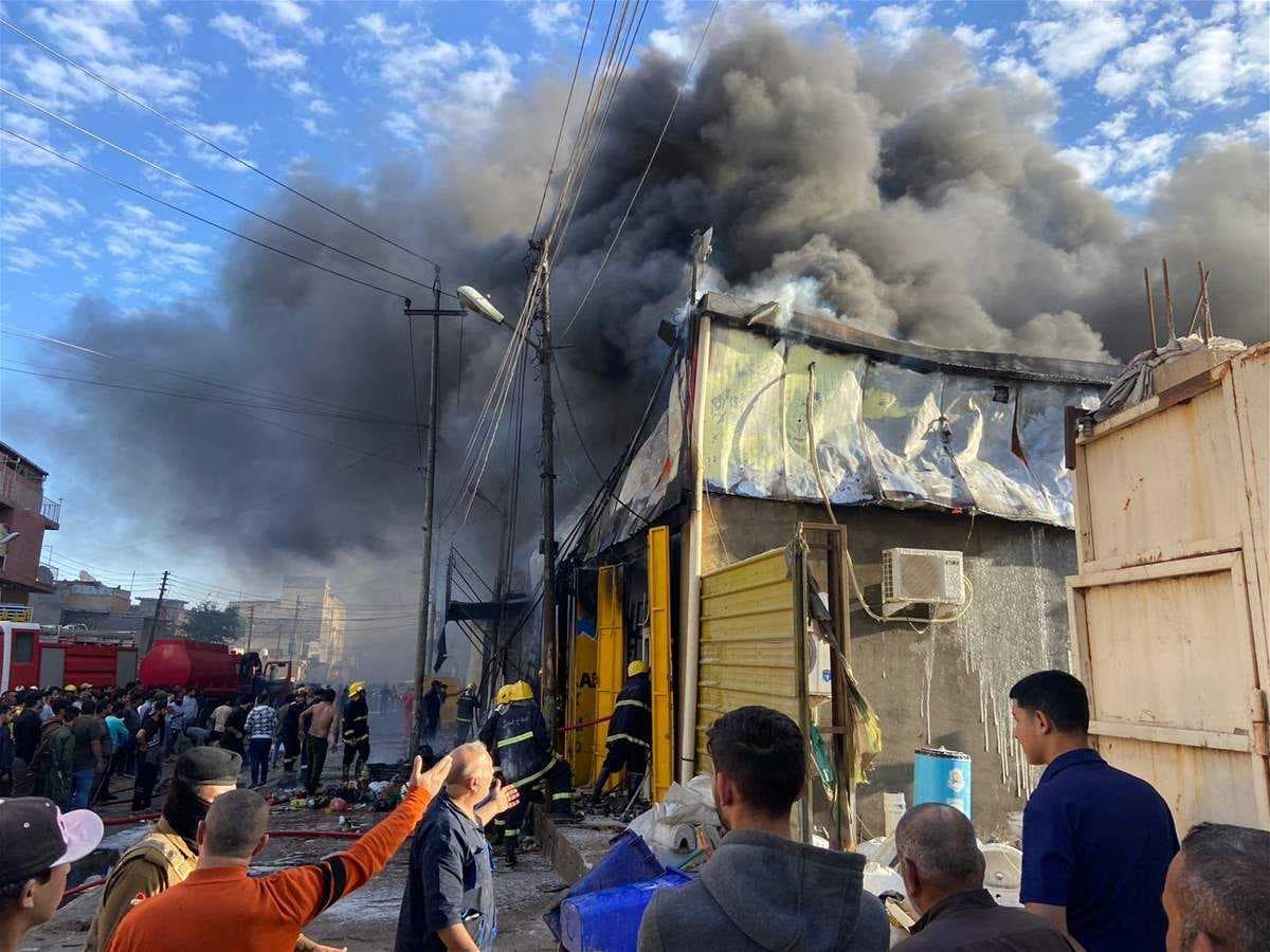 اندلاع حريق بمبنى في البصرة