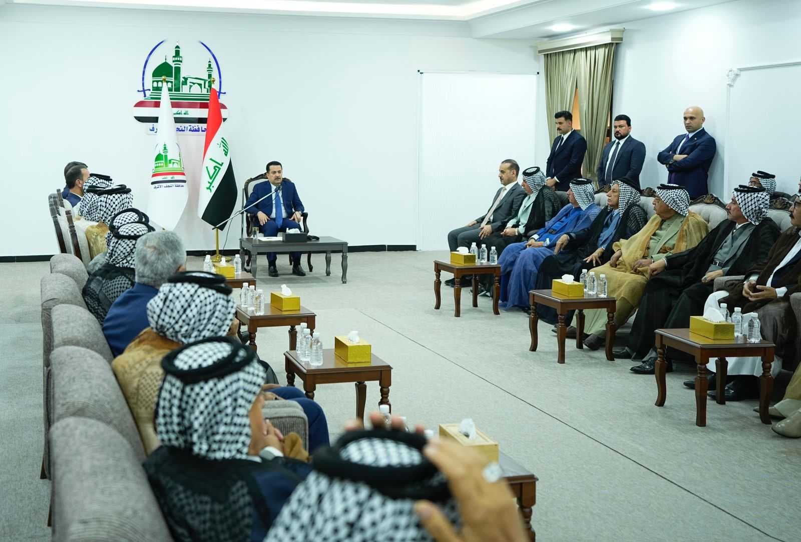 السوداني يؤكد دعم الفلاحين وتحديد مواعيد لاستكمال المشاريع المتلكئة في النجف