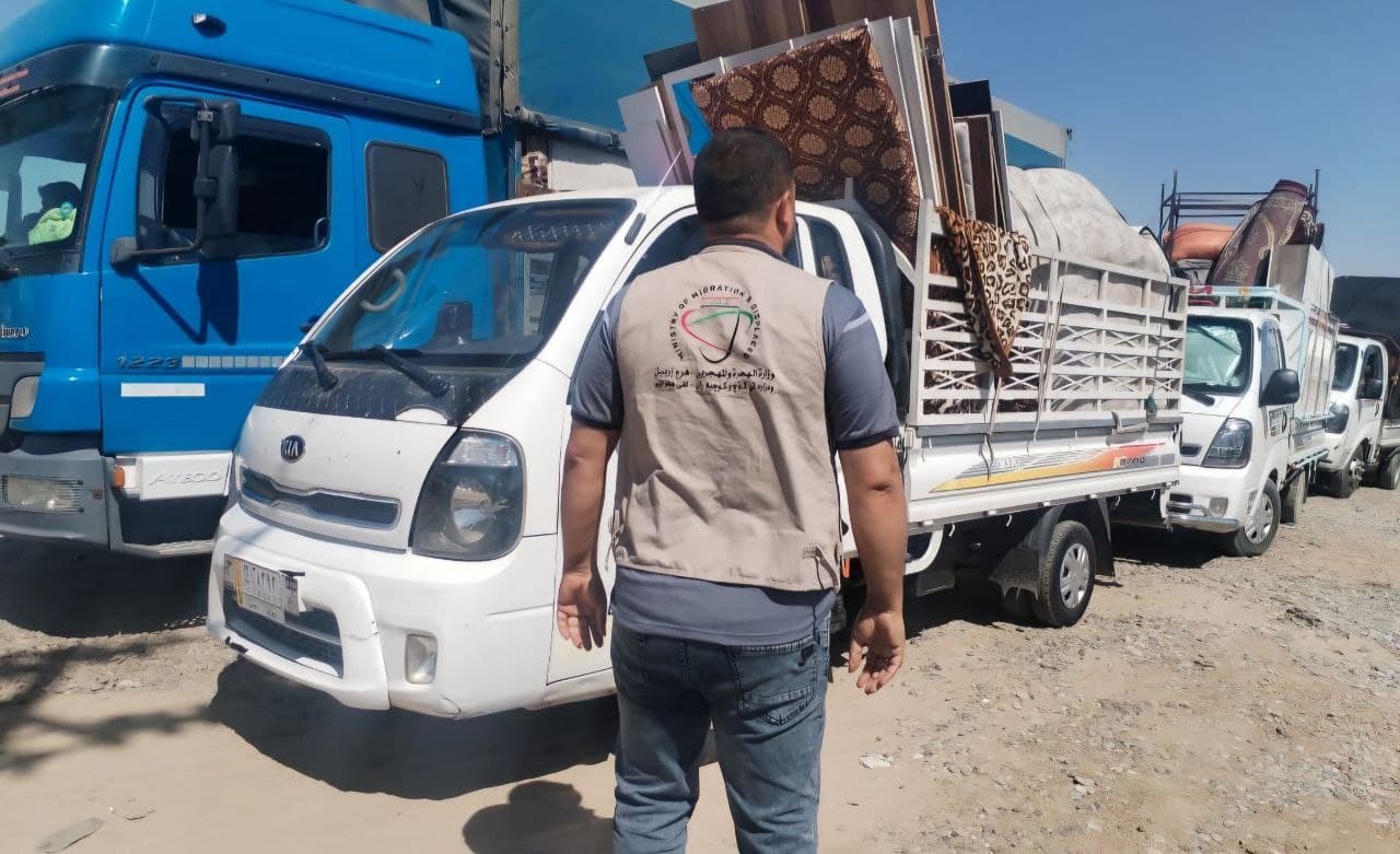 الهجرة تعلن عودة (599) نازحاً من مخيم هرشم في أربيل إلى مناطق سكناهم