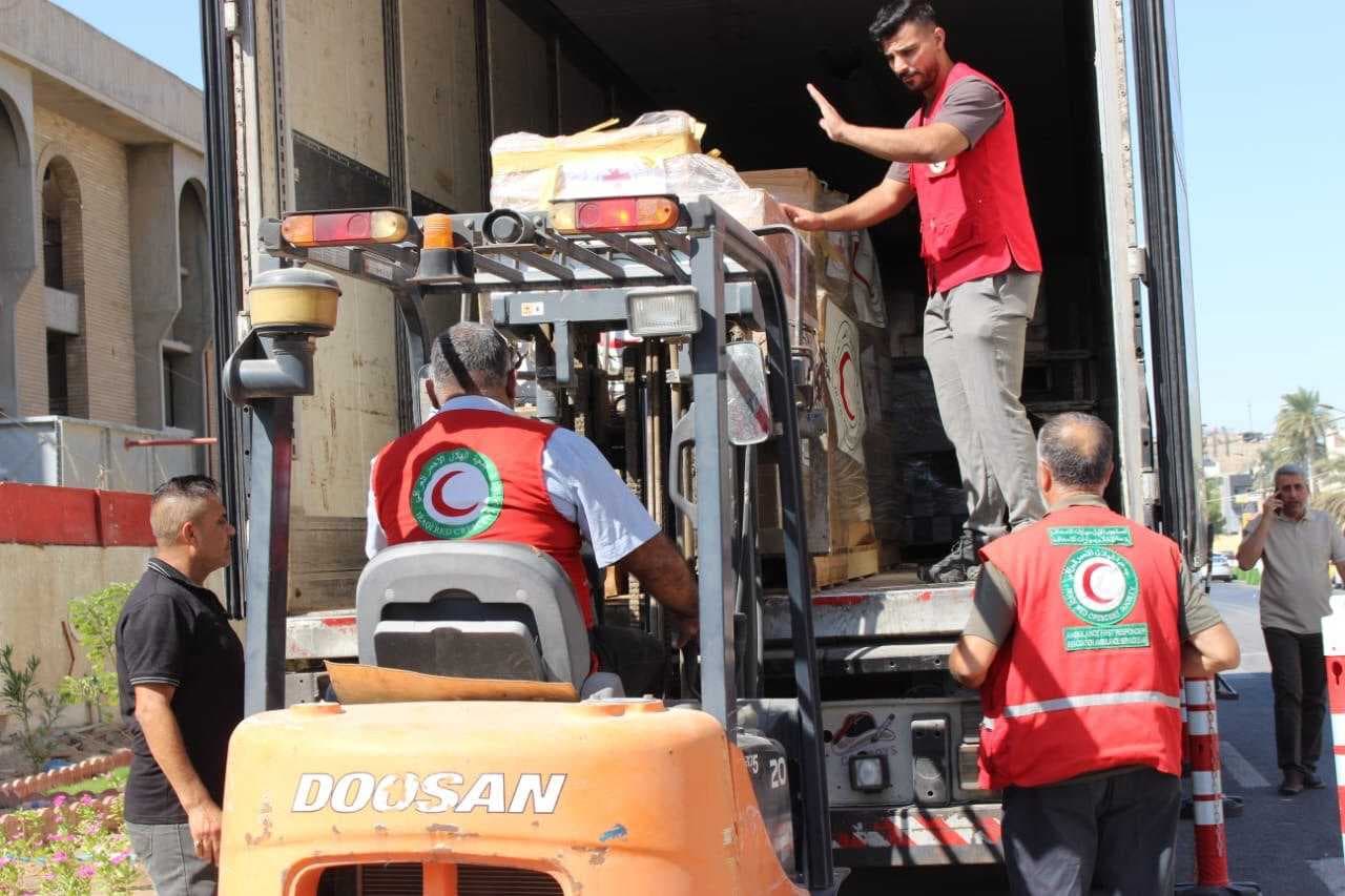 الهلال الاحمر العراقي يعلن كميات المساعدات المرسلة الى غزة ولبنان