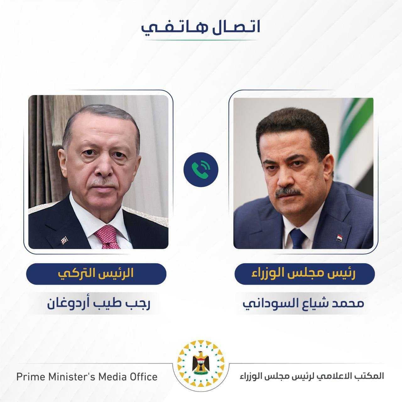 السوداني يجري مباحثات هاتفية مع الرئيس التركي