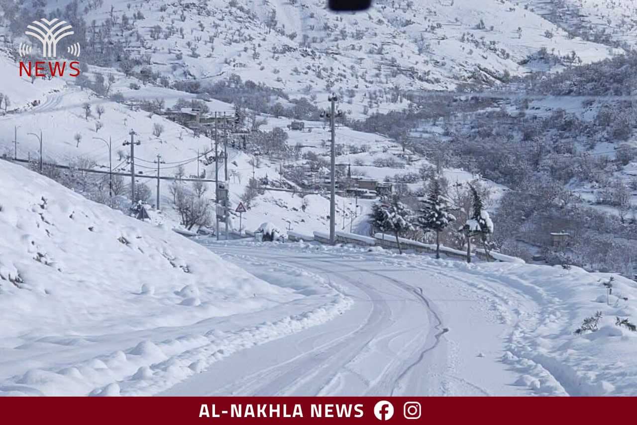 الثلوج تغطي ناحية هيرو في محافظة السليمانية