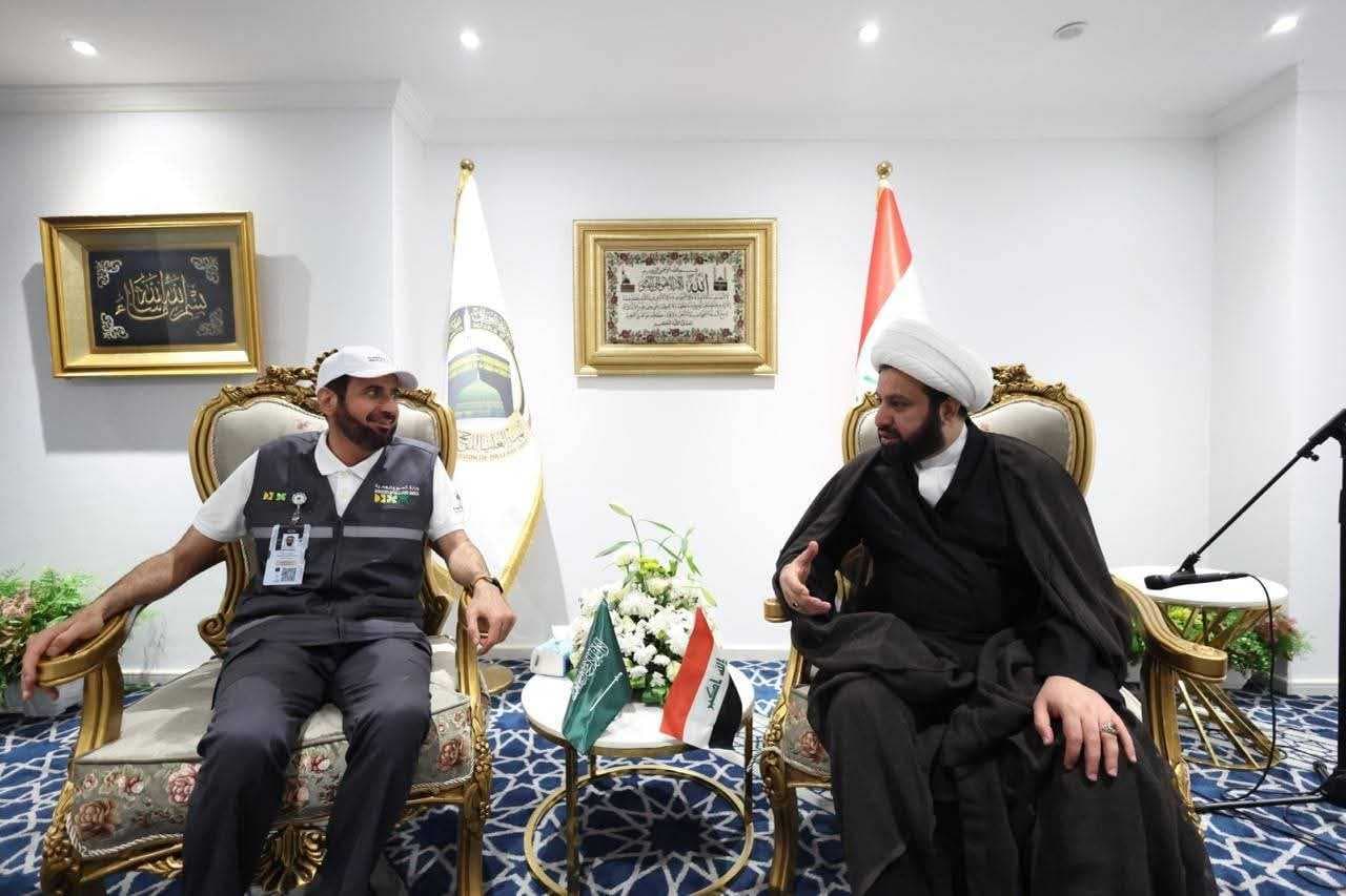 الشيخ سامي المسعودي يستقبل وزير الحج السعودي بمقر بعثة الحج العراقية