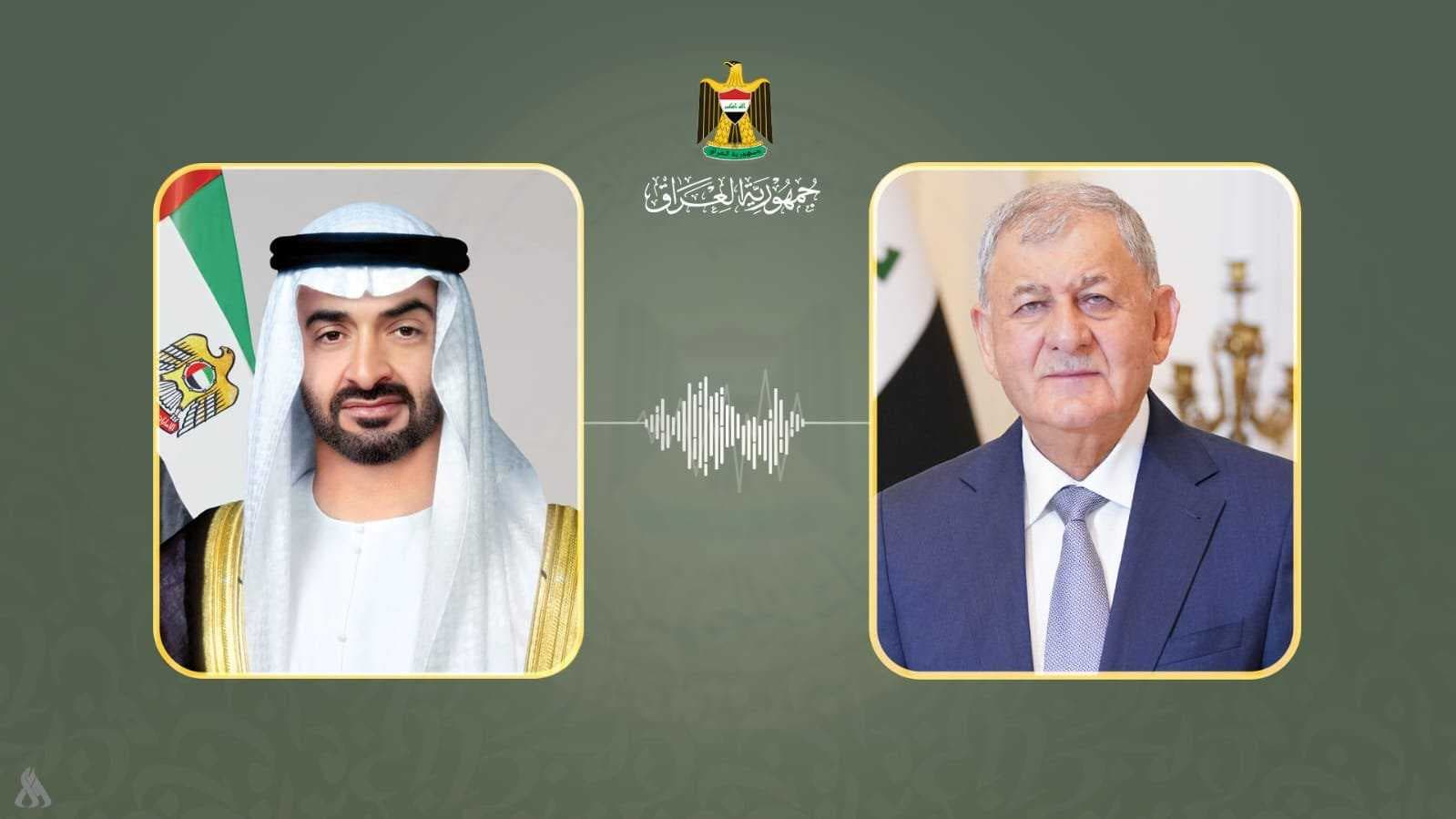 رئيس الجمهورية ورئيس الإمارات يؤكدان أهمية تكثيف الجهود لتعزيز السلم الإقليمي والدولي