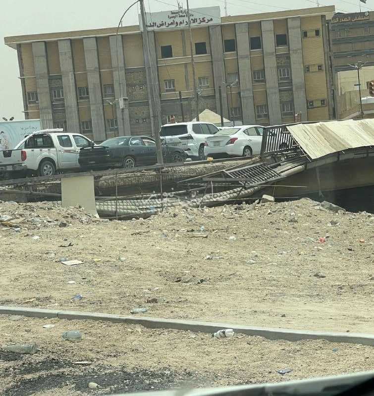 خطر محدق في البصرة.. انهيار نصف محجر جسر مناوي باشا (صورة)