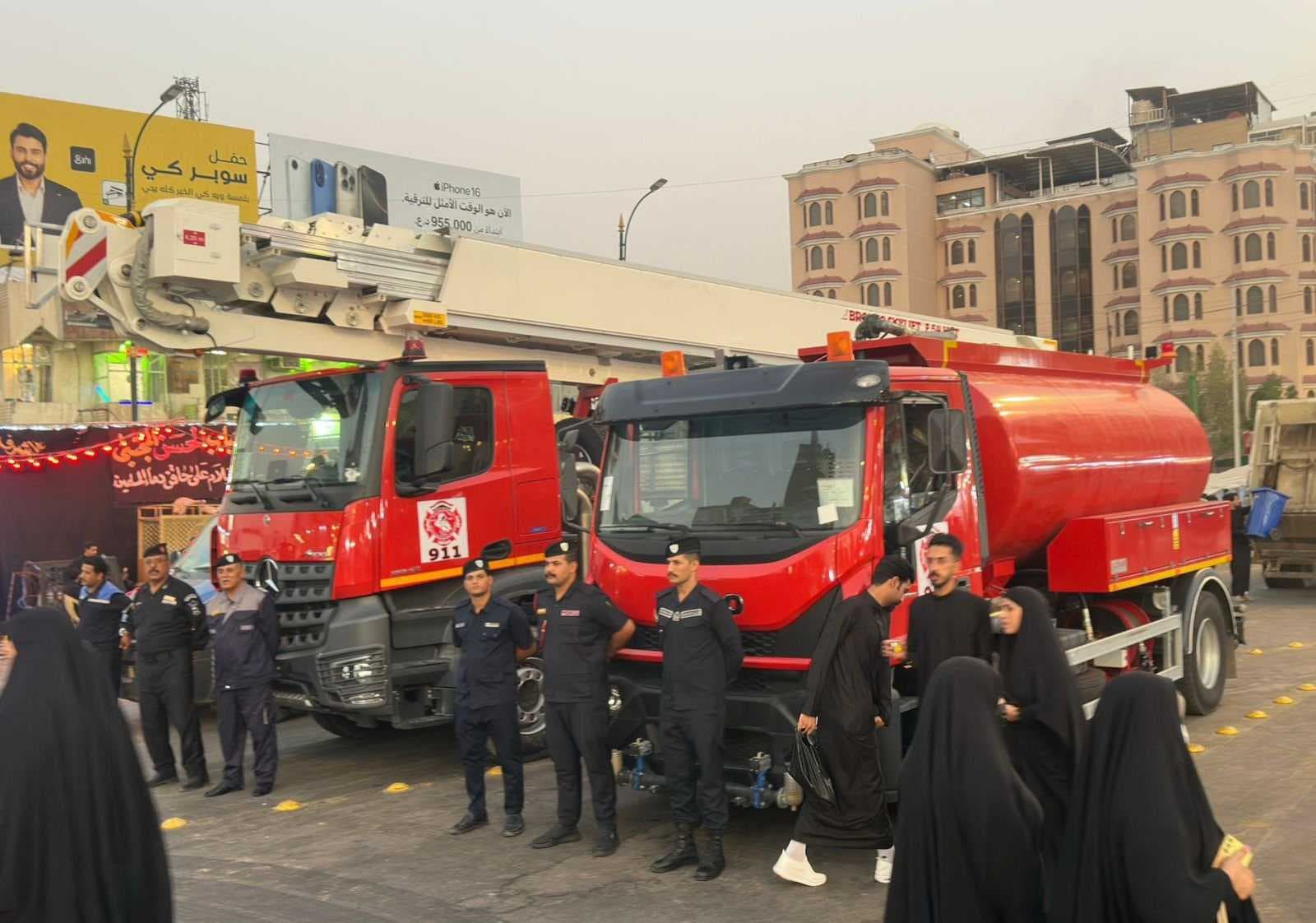 نشر 40 فرقة إطفاء في الطرق المؤدية إلى كربلاء المقدسة