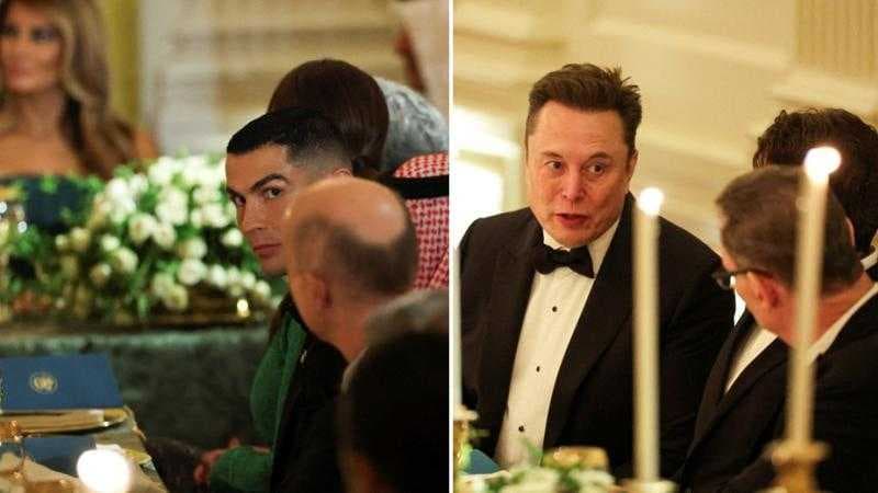 مأدبة عشاء تجمع رونالدو وماسك وترامب وولي العهد السعودي