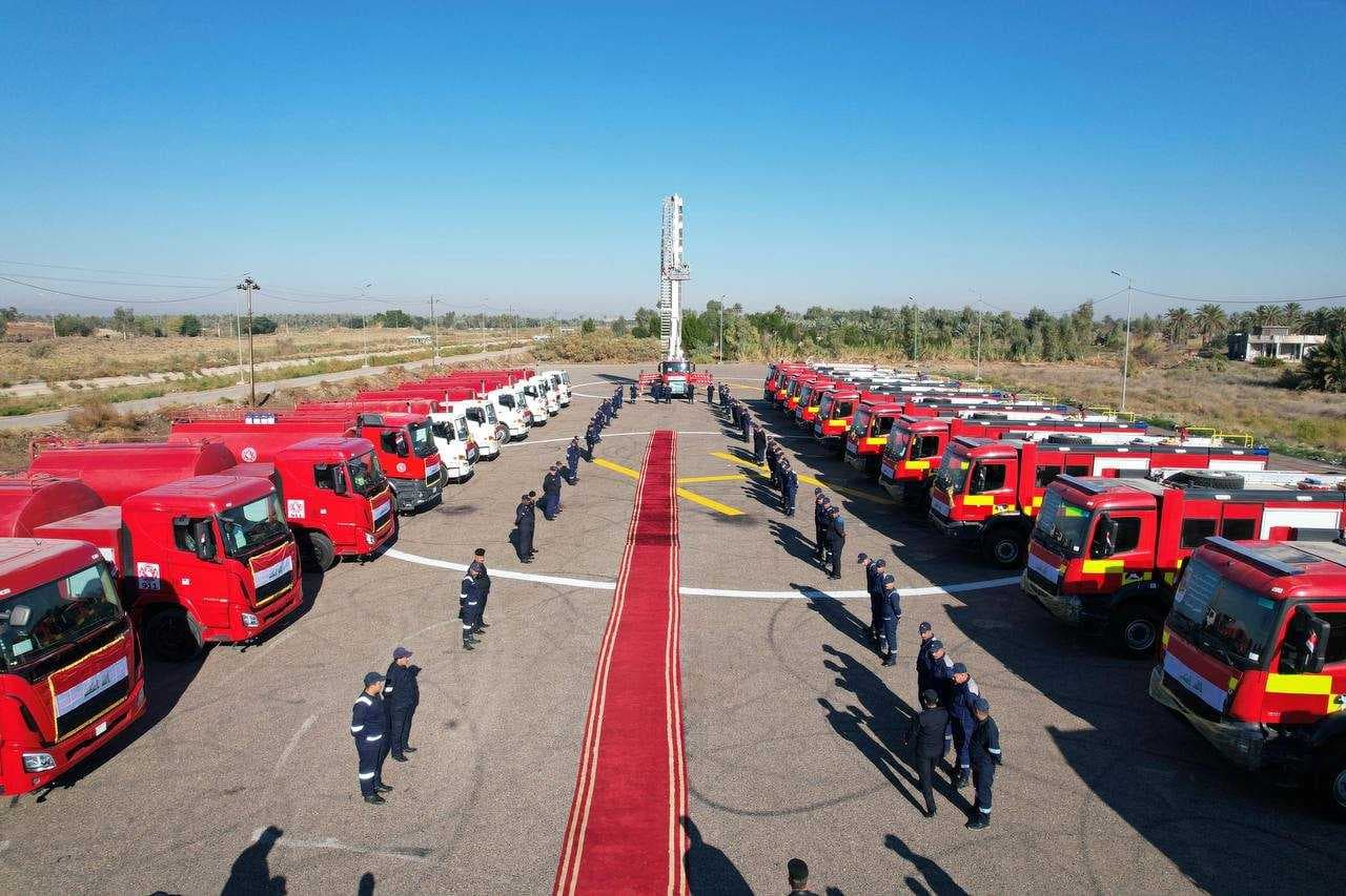 دفعة جديدة من سيارات الإطفاء البريطانية لتعزيز الدفاع المدني في بابل