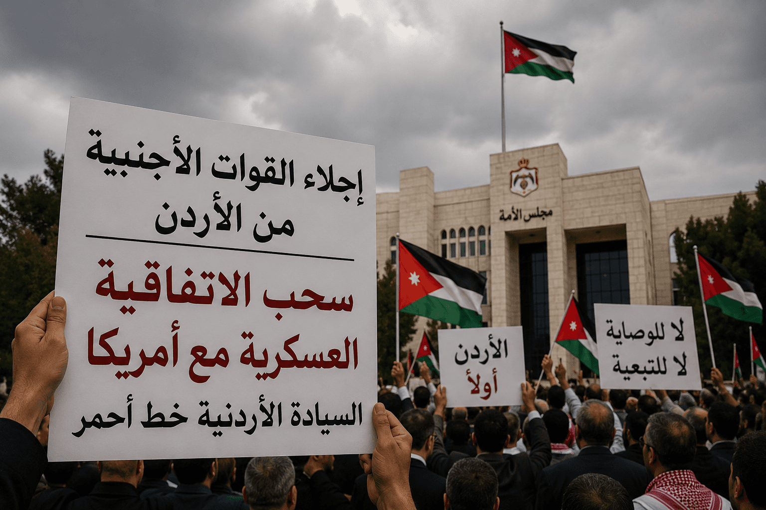 شخصيات أردنية تطالب بإجلاء القوات الأجنبية وإلغاء الاتفاقية الأمنية مع واشنطن