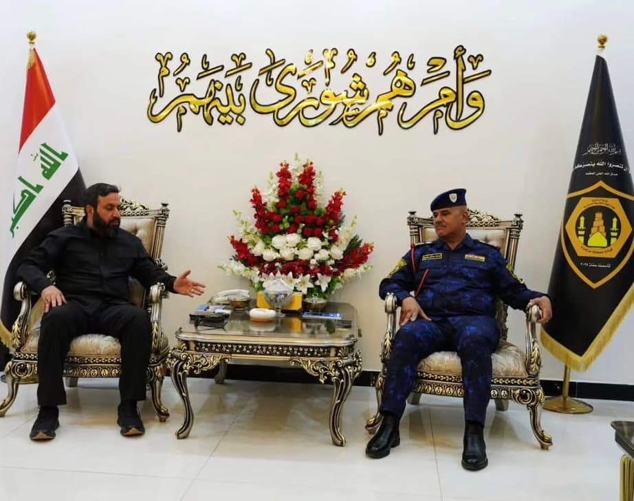 الشيخ المسعودي يناقش مع قائد الشرطة الاتحادية في سامراء الاجراءات الكفيلة بتسهيل تفويج الزائرين