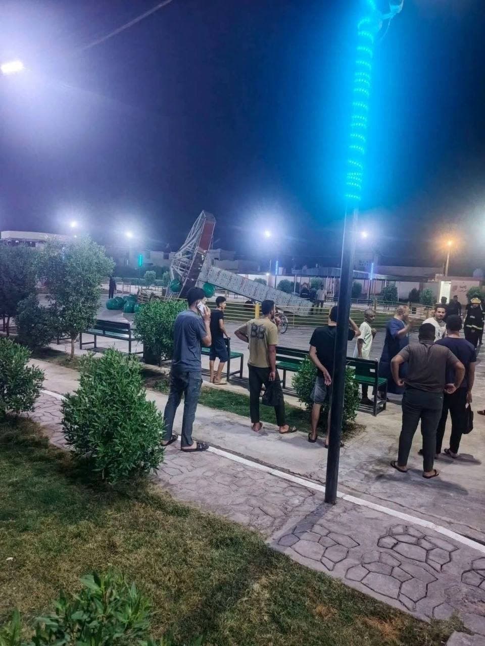 سقوط لعبة "ديلاب هوا" بمدينة ألعاب جلولاء في ديالى يتسبب بإصابات خطيرة لعدد من المواطنين