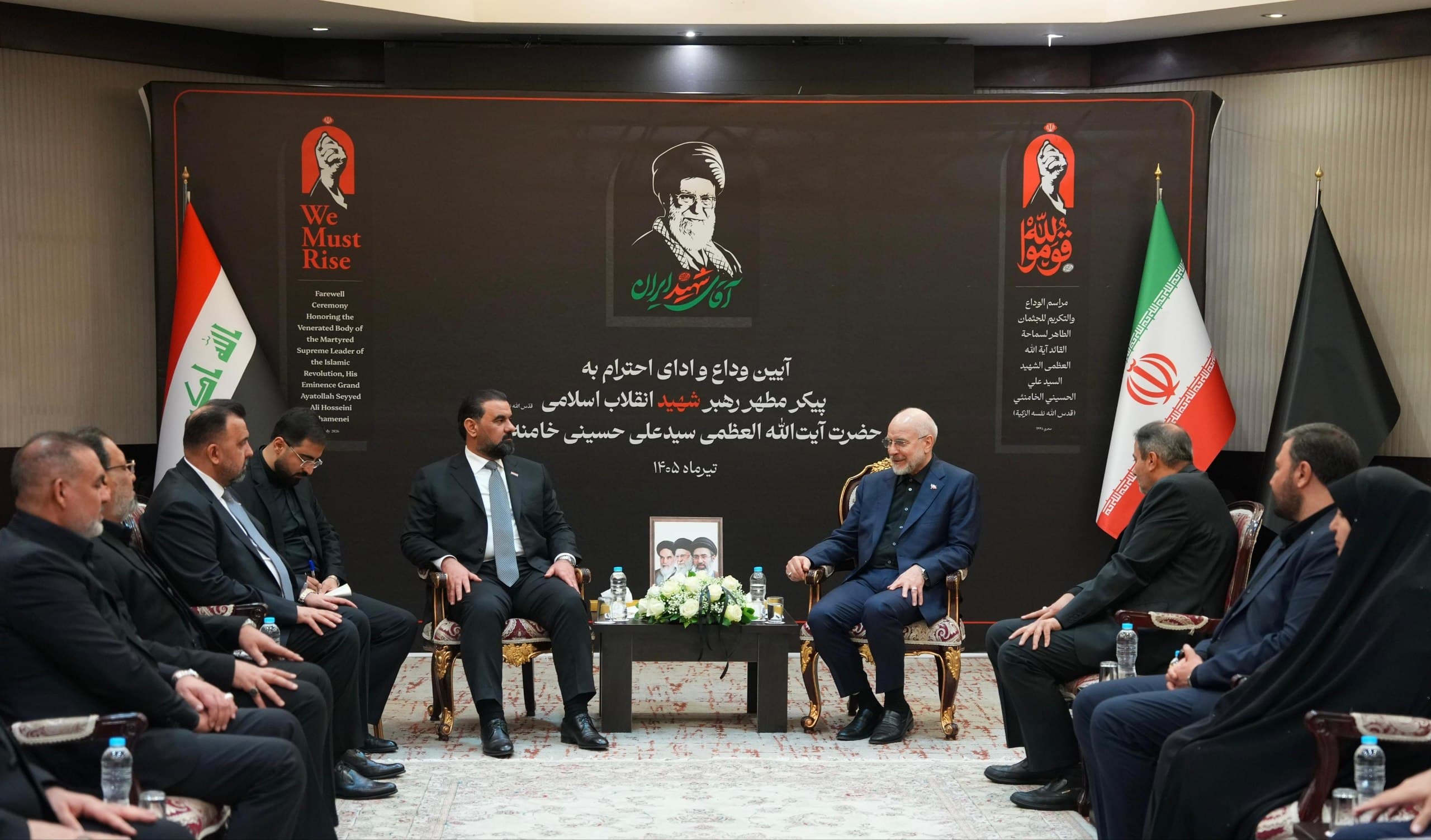 رئيس مجلس النواب يبحث مع رئيس مجلس الشورى الإيراني الأوضاع الإقليمية والدولية