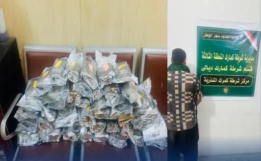 الداخلية: ضبط (44) كغم من مادة الأفيون المخدرة في منفذ المنذرية الحدودي